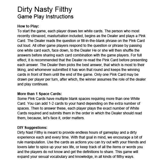 Dirty Nasty Filthy Card Game